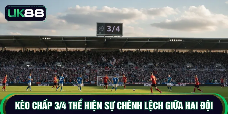 Kèo chấp 3/4 thể hiện sự chênh lệch giữa hai đội
